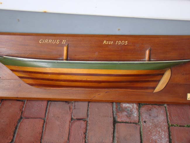 A fine vintage carved and painted half hull model of the ship CIRRUS II built in 1905
